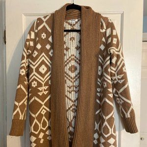 EUC Old Navy Printed Tan Cardigan